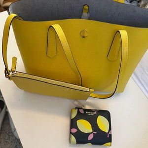 Kate Spade New York Molly Small Tote w/Kate Spade Cameron lemon wallet combo